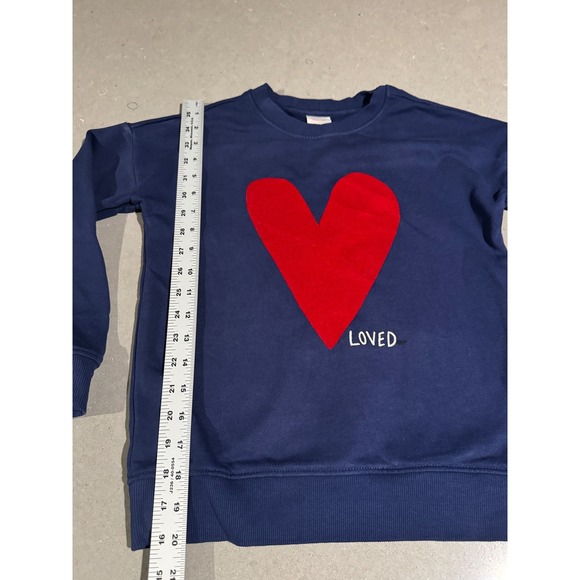 Hanna Andersson Navy Blue Heart Loved Sweatshirt Kids Size 8 130cm - Picture 2 of 5